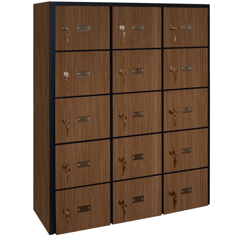 15 Wood Cell Phone Lockers Unit Brown