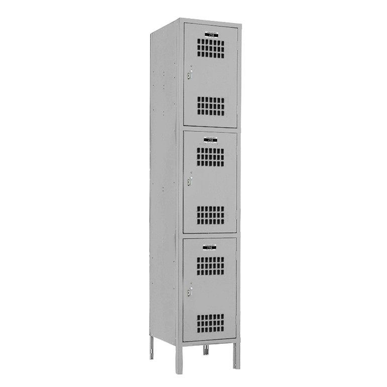 Triple Tier Ventilated School Locker with Friction Catch Handle