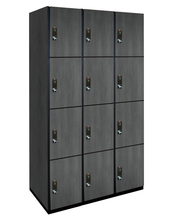Four Tier Wood Lockers (Gray)