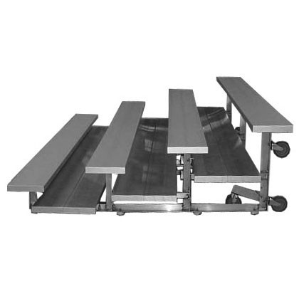 Four Row Low Rise Tip and Roll Aluminum Bleacher with Double Footboards