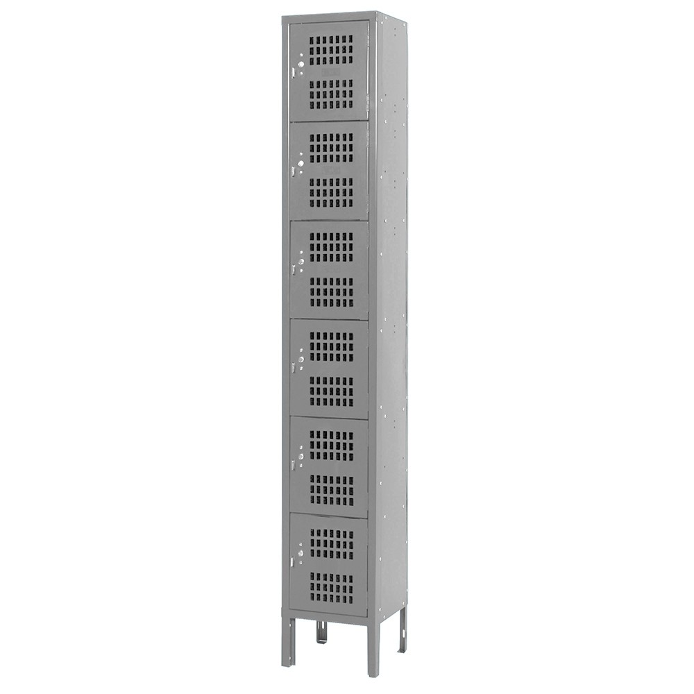 Six Tier Ventilated Steel Box Locker Gray