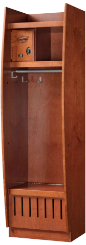 Bow Front Wood Locker Cinnamon Maple Finish