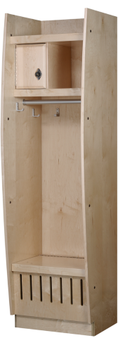Bow Front Locker Hardrock Maple Finish