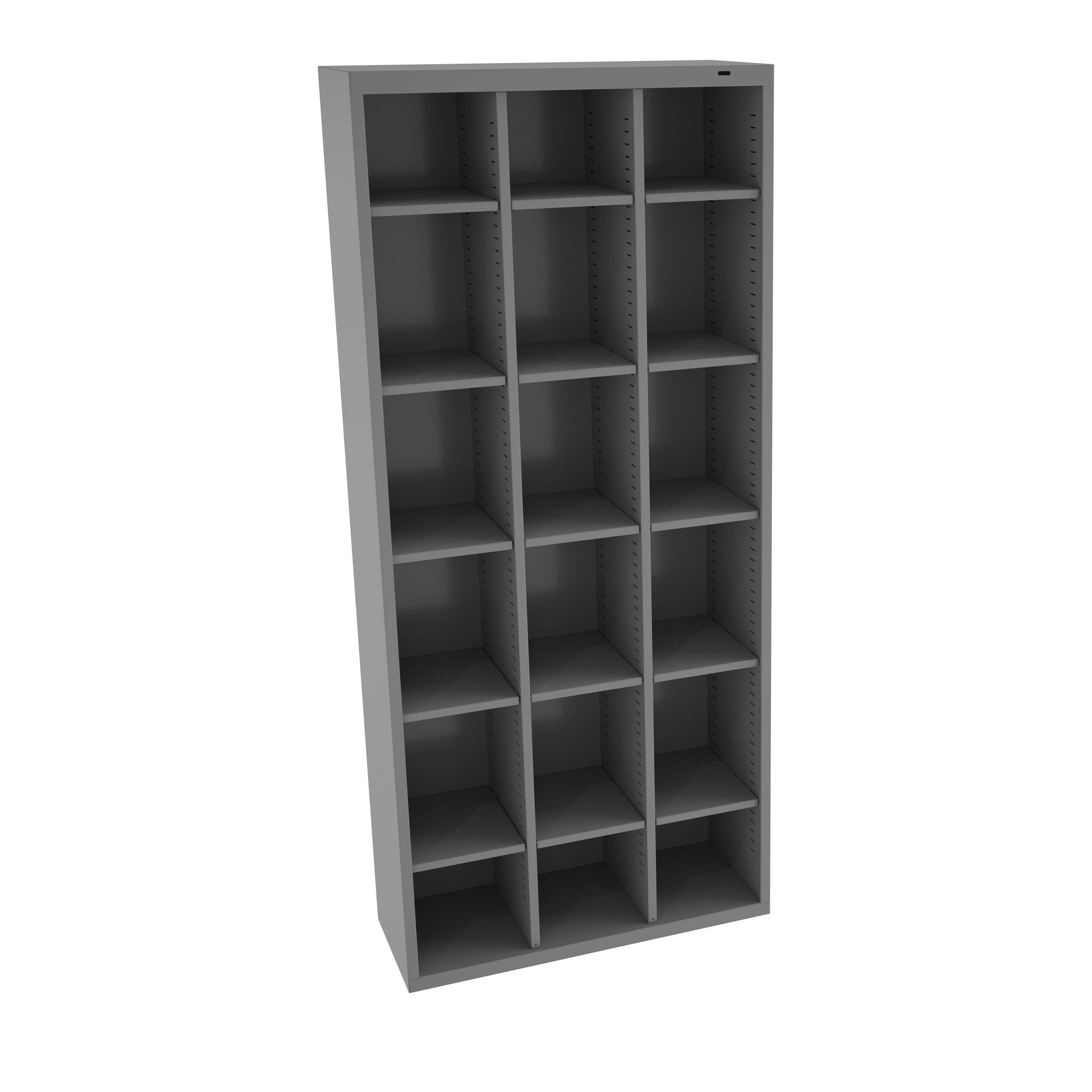 78” High Cubby with 18 Openings Medium Grey