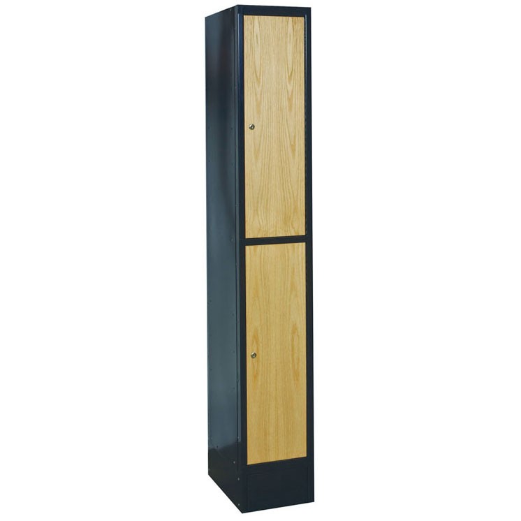 Double Tier Wood Metal Locker (shown with optional closed metal base)