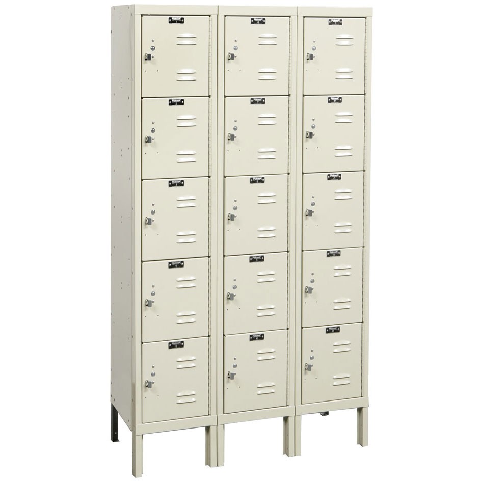 Hallowell Five Tier Box Lockers 3 Wide-Parchment