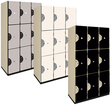 Triple Tier Wood Storage Lockers (Solid Color Finish)