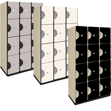 Four Tier Wood Storage Lockers (Solid Color Finish)