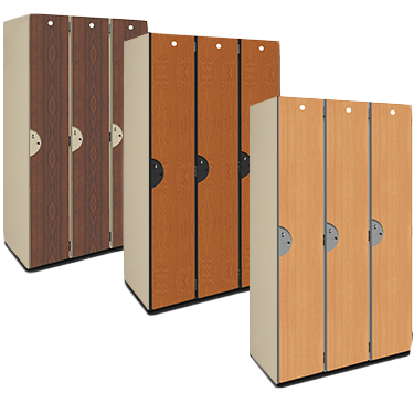 Single Tier Wood Storage Lockers 3-Wide (Wood Grain Finish)