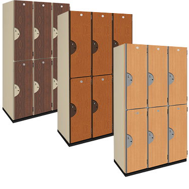 Double Tier Wood Storage Lockers (Wood Grain Finish)