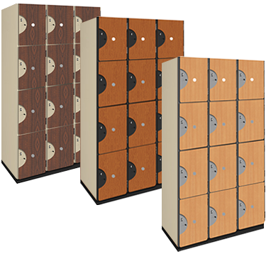 Four Tier Wood Storage Lockers (Wood Grain Finish)