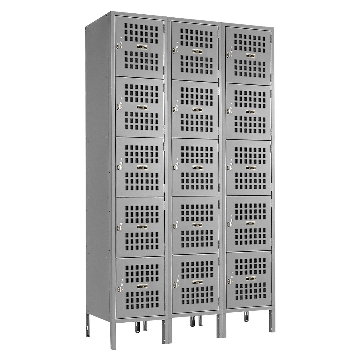 Gray Five Tier Ventilated Metal Box Lockers
