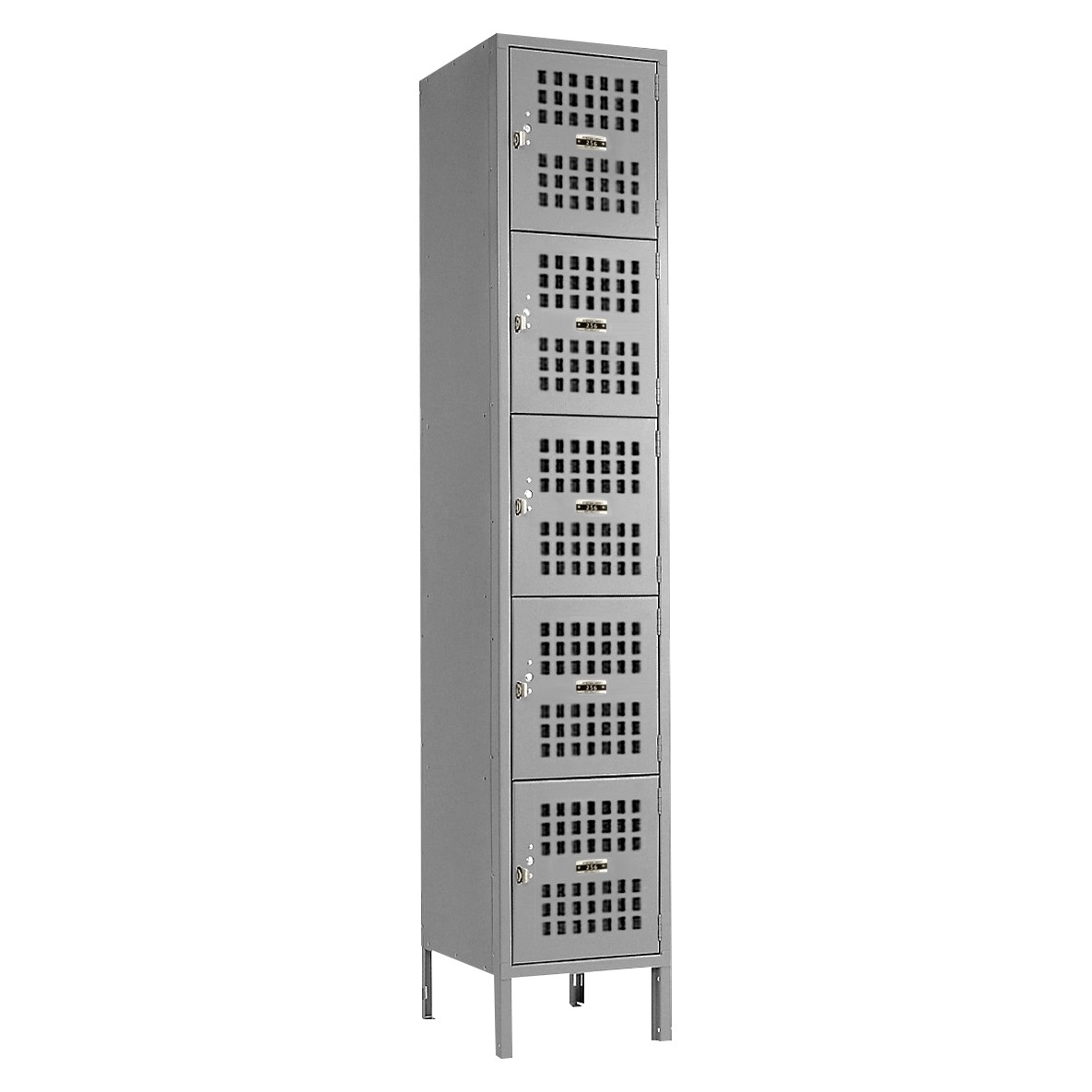 Gray Five Tier Ventilated Locker with Friction Catch Handle
