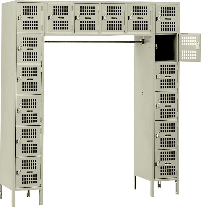 Beige Visually Perforated 16 Person Locker