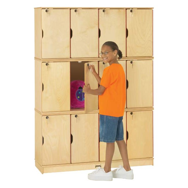 Kids Wood Lockers 4-Wide 3-Tier: Assembled