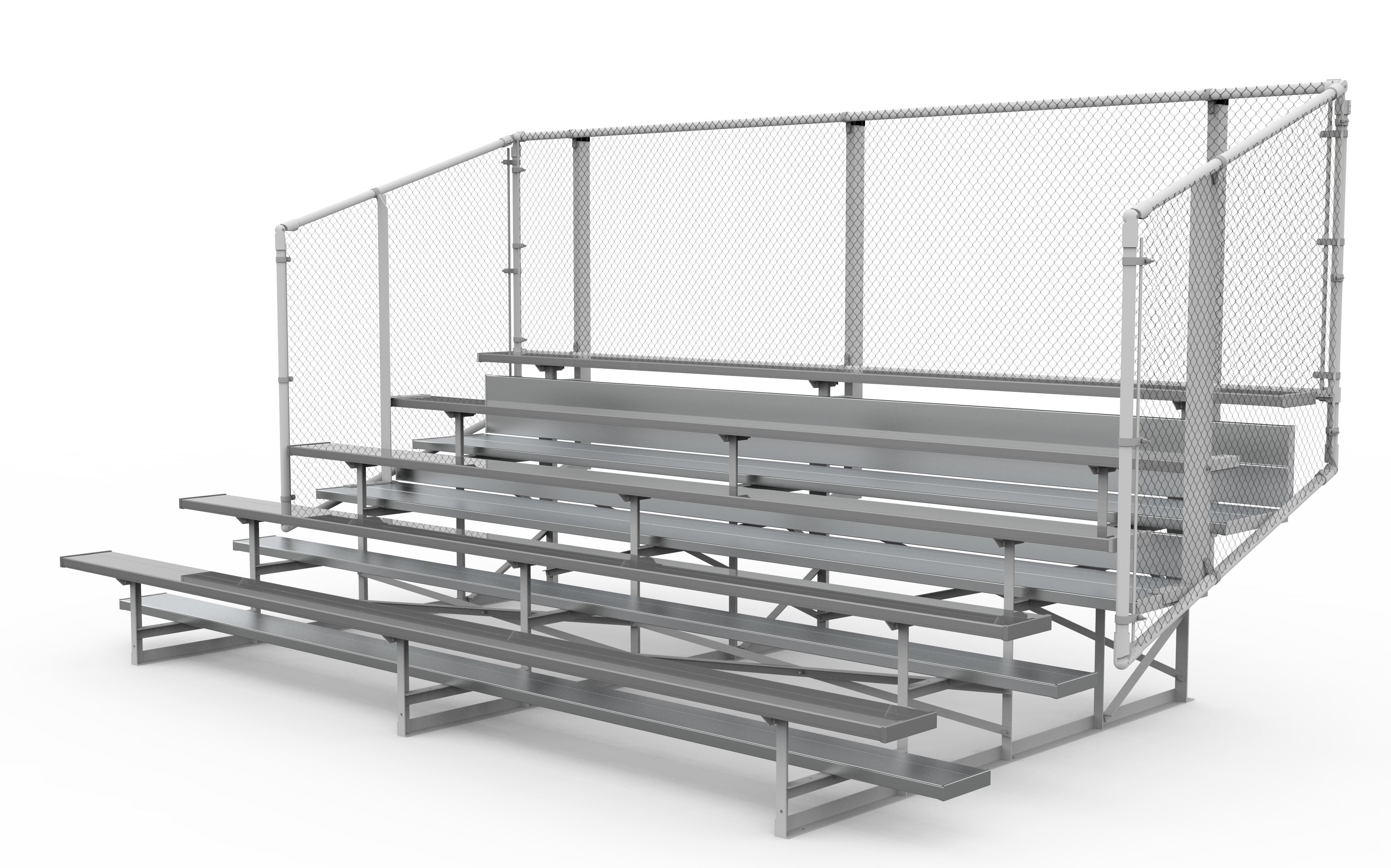 Five Row Aluminum Bleachers with Chain Link Guardrail