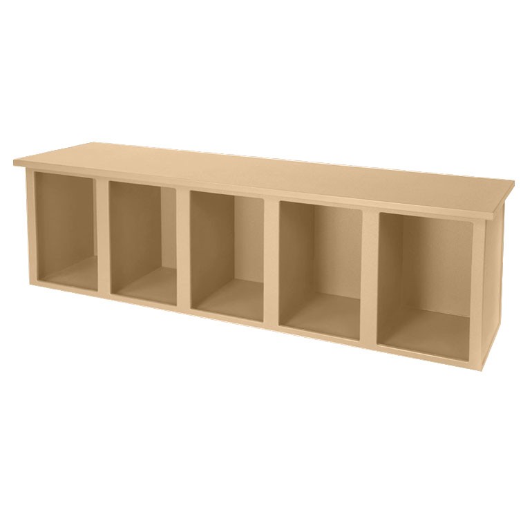 Plastic Bench with 5 Cubbies Beige