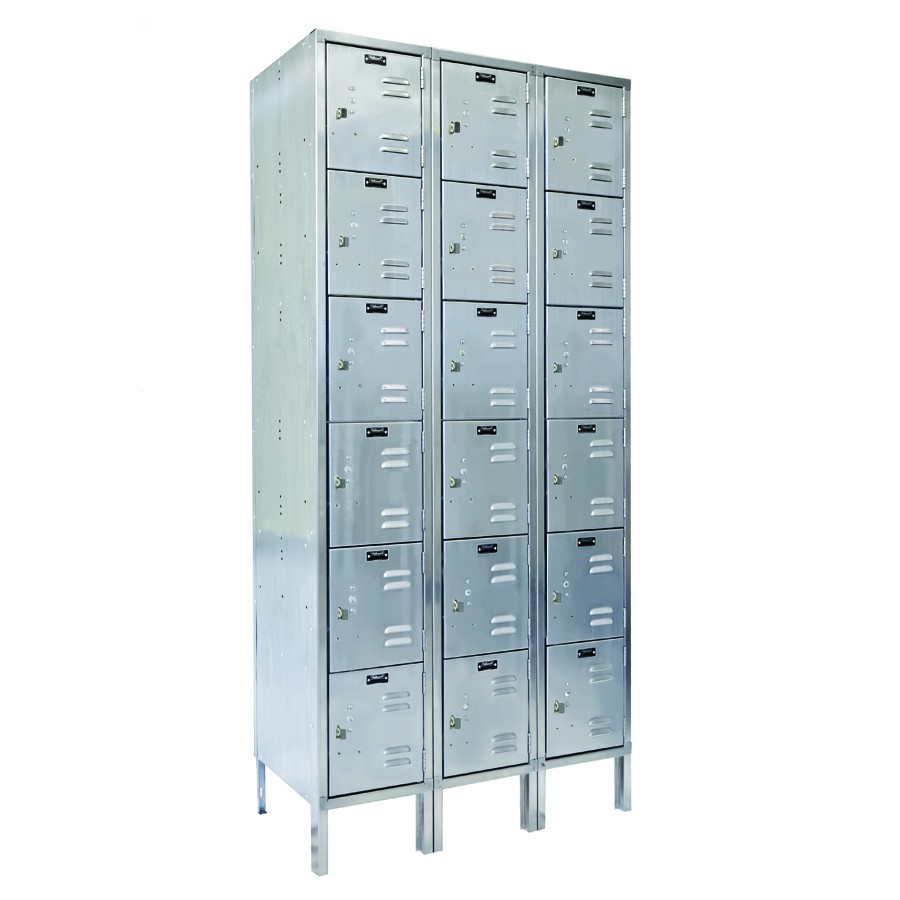 Six Tier 3-Wide Stainless Steel Box Lockers