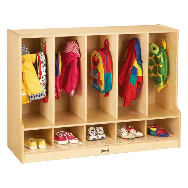 Toddler Wooden Coat Locker with Cubbies and Steps