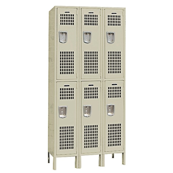 Double Tier Ventilated Steel Lockers-Beige