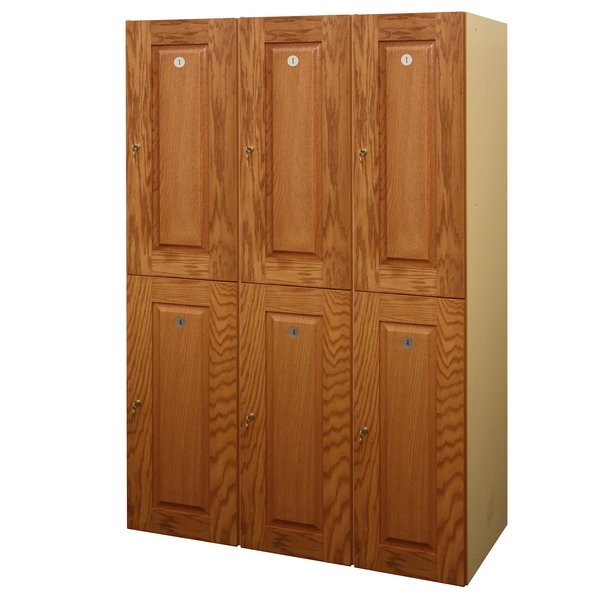 Double Tier Light Oak Wood Veneer Lockers without Panel