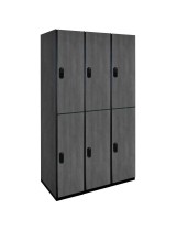 Double Tier Wooden Lockers (Gray) - *shown with optional finished end panel*