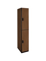 Double Tier Brown Wooden Locker - *shown with optional finished end panel*