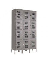 Four Tier Ventilated Lockers - Gray