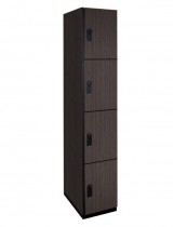 Four Tier Wood Locker (Black) shown with optional end panel