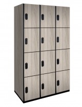 Four Tier Wood Lockers (White) with Optional End Panel