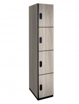 Four Tier Wood Locker (White) with Optional End Panel