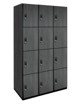 Four Tier Wood Lockers (Gray)