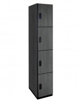 Four Tier Wood Locker (Gray) shown with Optional End Panel