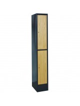 Double Tier Wood Metal Locker (shown with optional closed metal base)