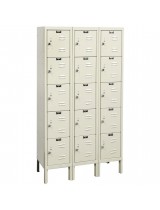 Hallowell Five Tier Box Lockers 3 Wide-Parchment