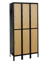 Hallowell Double Tier Wood/Metal Lockers