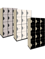 Four Tier Wood Storage Lockers (Solid Color Finish)