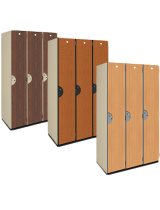 Single Tier Wood Storage Lockers 3-Wide (Wood Grain Finish)