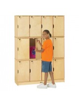 Kids Wood Lockers 4-Wide 3-Tier: Assembled