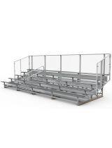 Five Row Aluminum Bleachers with Chain Link Guardrail and Aisle