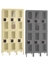 Tennsco double tier ventilated 3 wide lockers