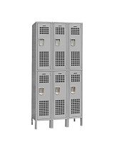 Double Tier Ventilated School Lockers Gray