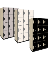 Four Tier Wood Storage Lockers (Solid Color Finish)