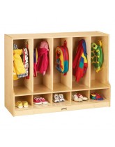 Toddler Wooden Coat Locker with Cubbies and Steps