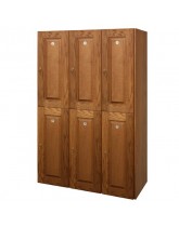 Double Tier Medium Oak Wood Veneer Lockers