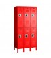 Double Tier Electronic Lockers Red