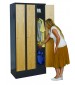 Hallowell Single Tier Wood Metal Locker (shown with optional closed metal bases)