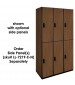 Double Tier Wooden Lockers (Brown) shown with optional finished end panel