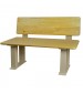 Locker room bench with backrest and beige pedestals