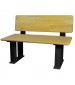 Locker room bench with backrest and black pedestals
